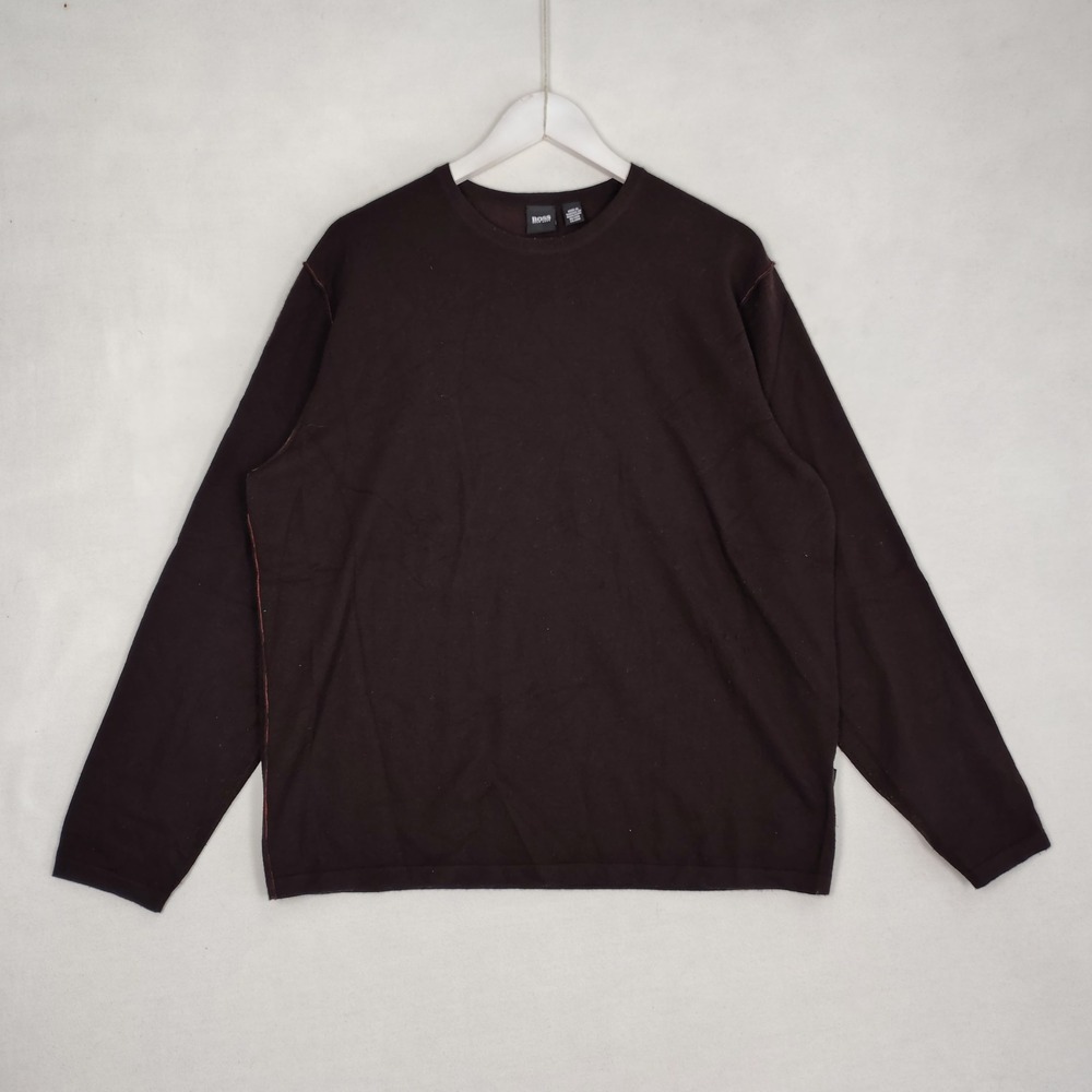 Hugo Boss Mens Bassil Virgin Wool Blend Crewneck Sweater Brown XL RN73616